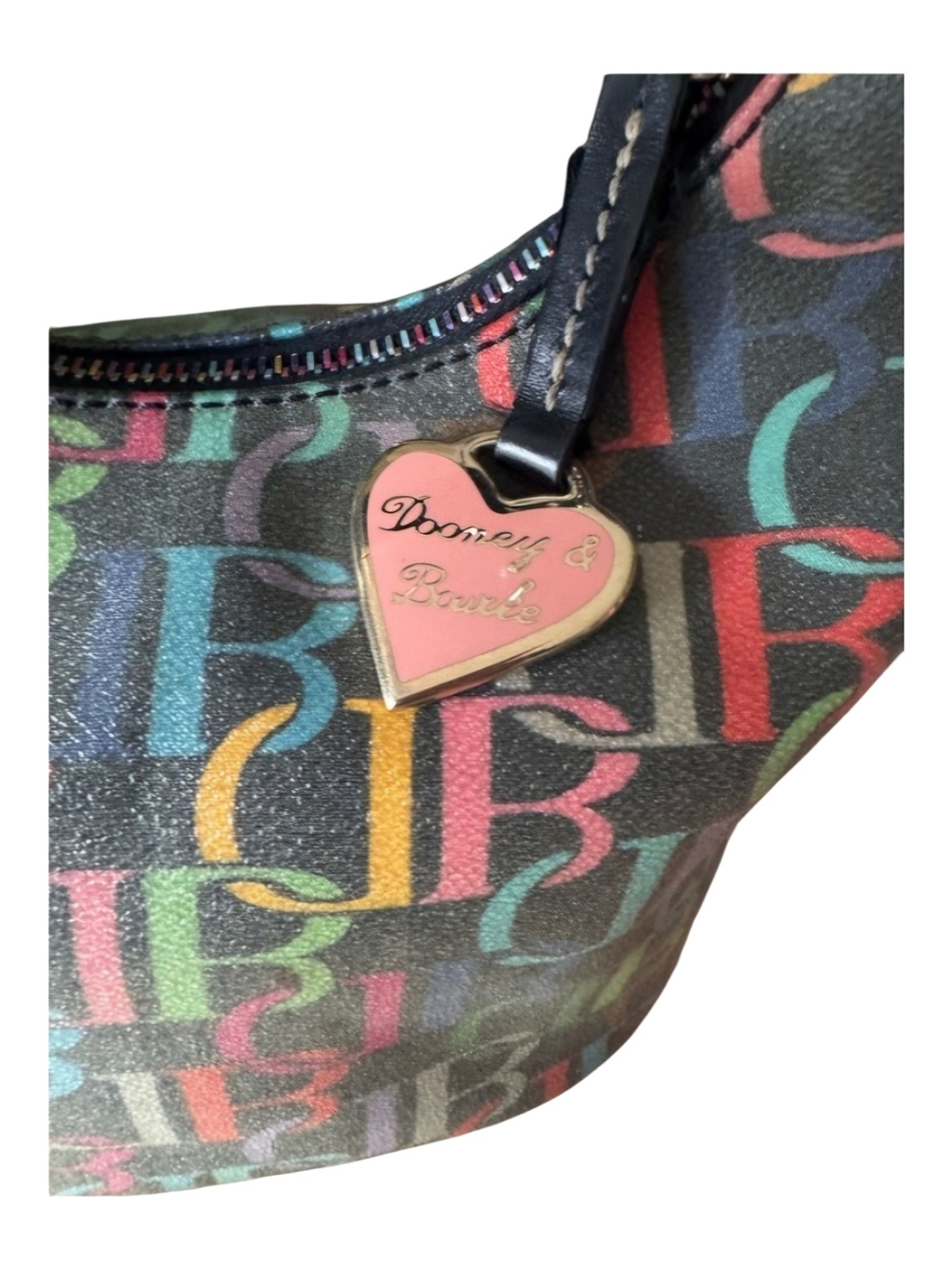 Dooney & Bourke "It" Collection Multicolor Monogram Hobo Bag GUC - Picture 2 of 7